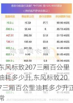 东风标致207三厢百公里油耗多少升,东风标致207三厢百公里油耗多少升正常