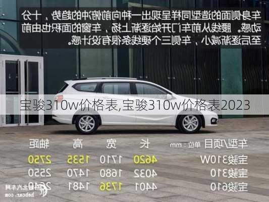 宝骏310w价格表,宝骏310w价格表2023