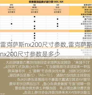 雷克萨斯nx200尺寸参数,雷克萨斯nx200尺寸参数是多少