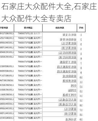 石家庄大众配件大全,石家庄大众配件大全专卖店