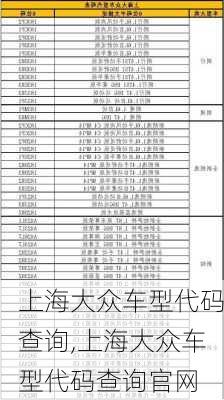 上海大众车型代码查询,上海大众车型代码查询官网