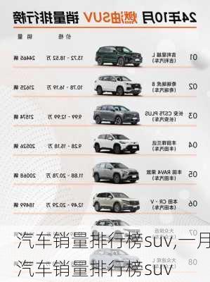 汽车销量排行榜suv,一月汽车销量排行榜suv