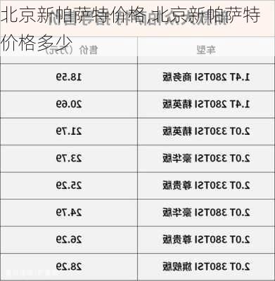 北京新帕萨特价格,北京新帕萨特价格多少