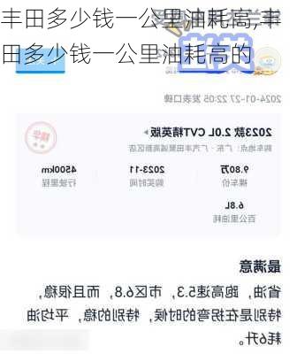 丰田多少钱一公里油耗高,丰田多少钱一公里油耗高的