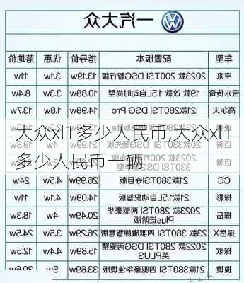 大众xl1多少人民币,大众xl1多少人民币一辆